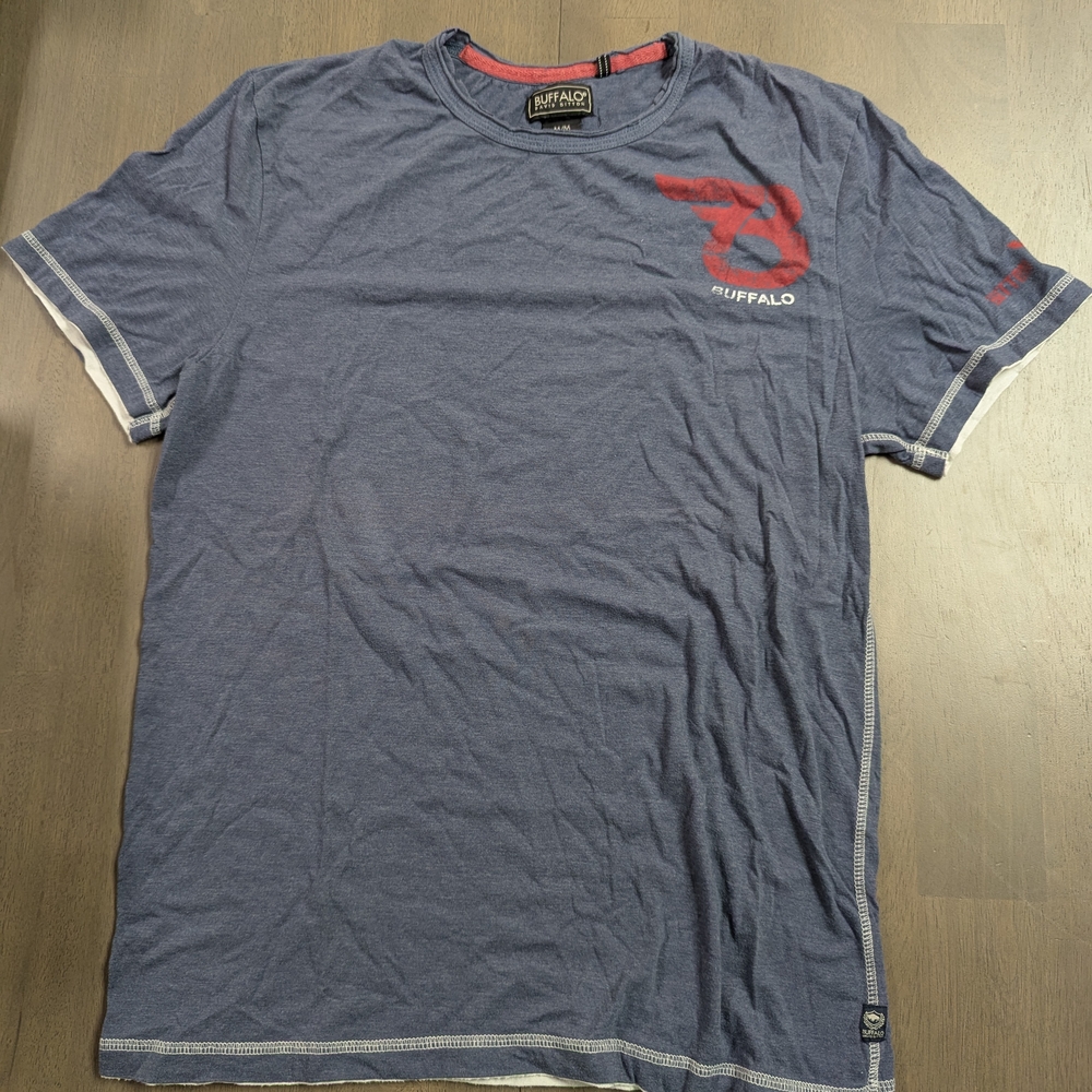 Buffalo David Bitton Blue and Red Short Sleeve Tee